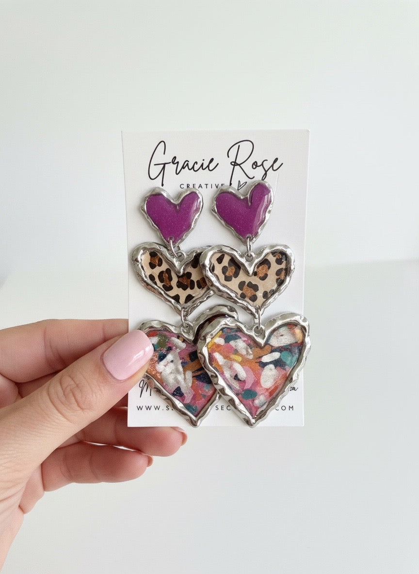 Cross Your Heart (silver magenta pink)
