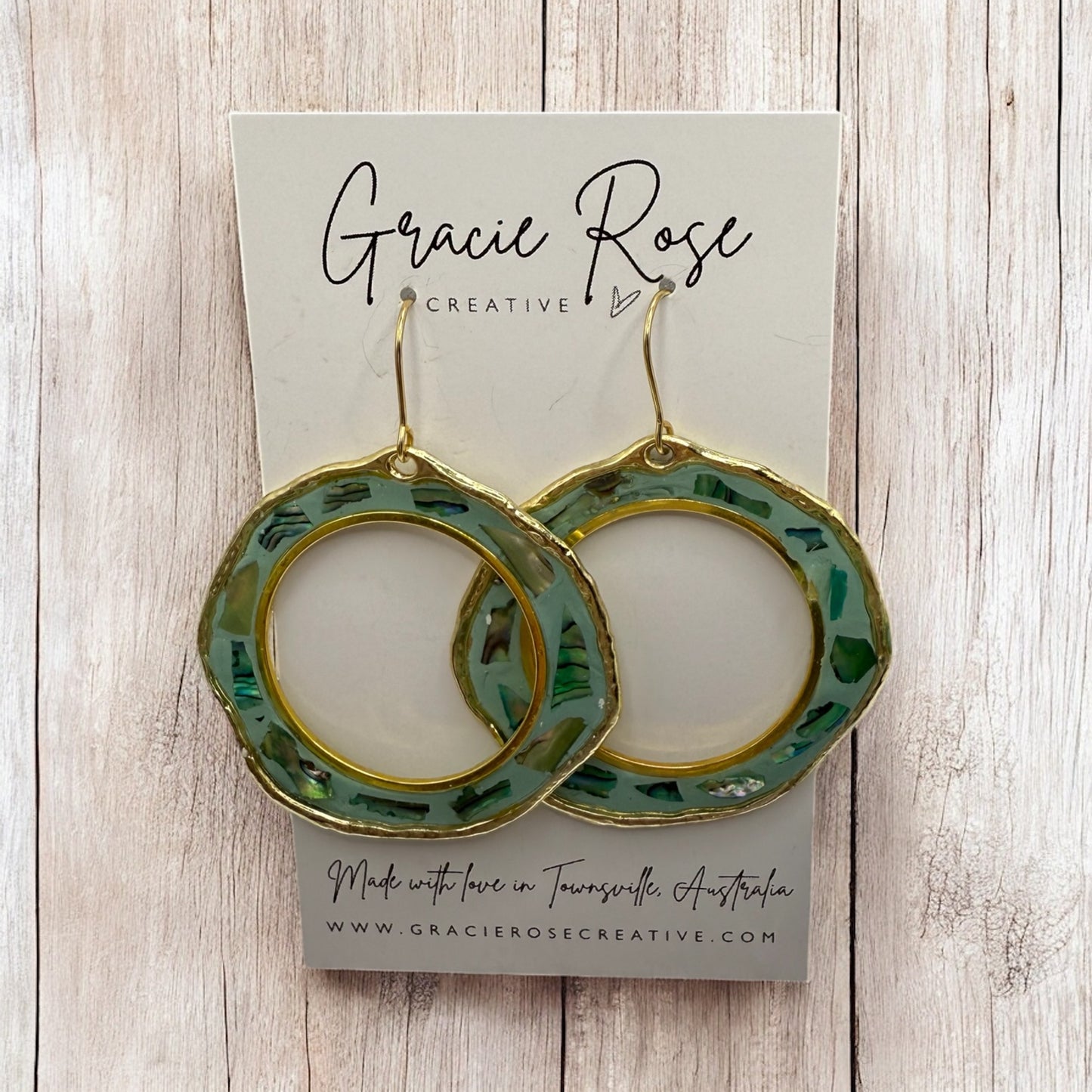 Sage Mosaic Hoops