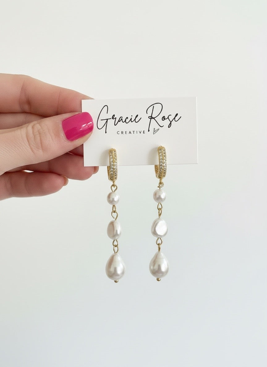 Mermaid Pearl Huggie Drops