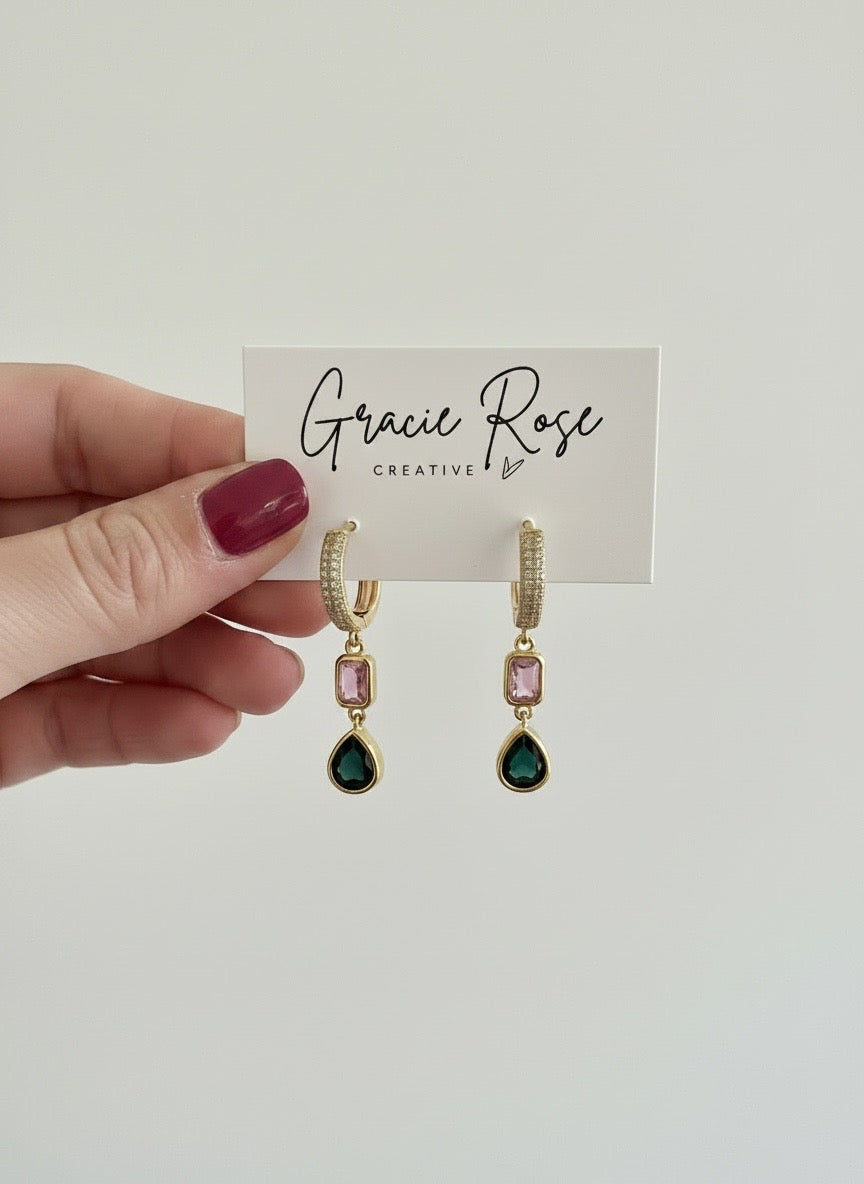 Emerald Blush Huggie Drops