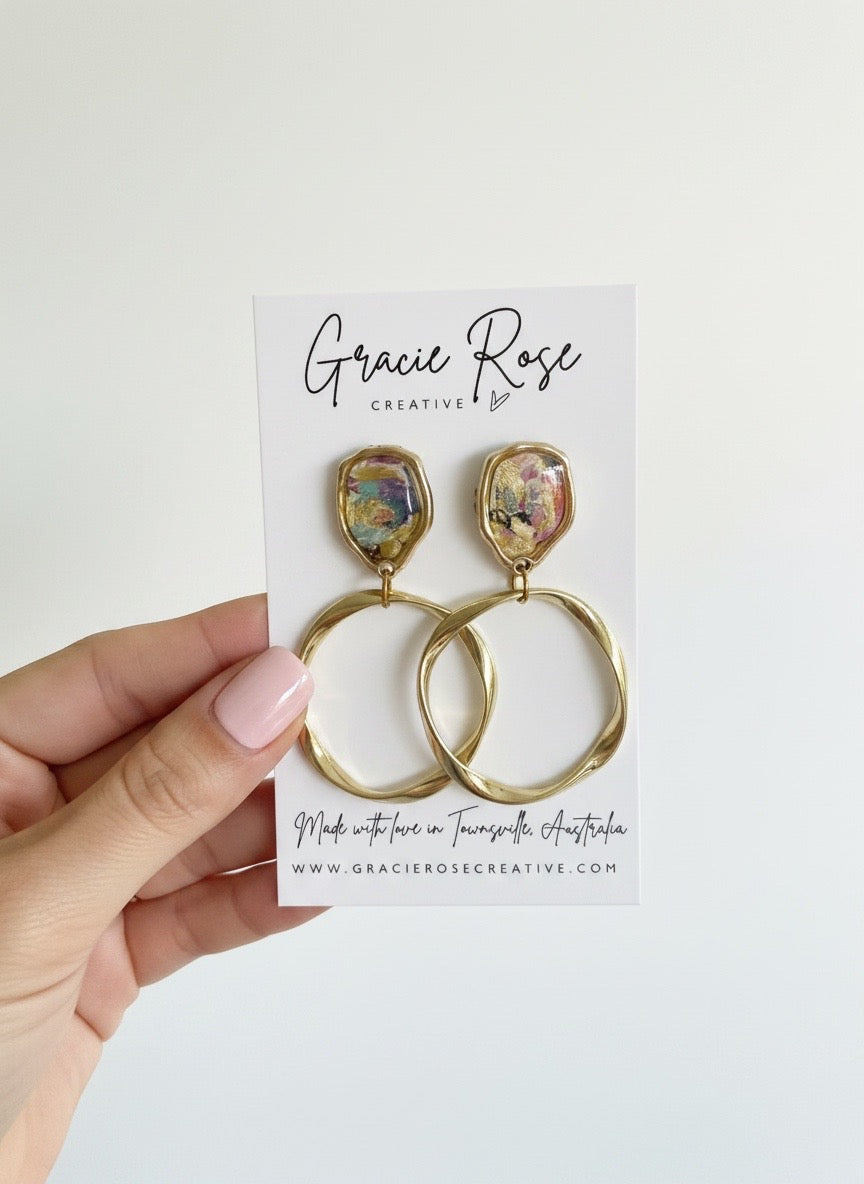 Gilded Art Hoops