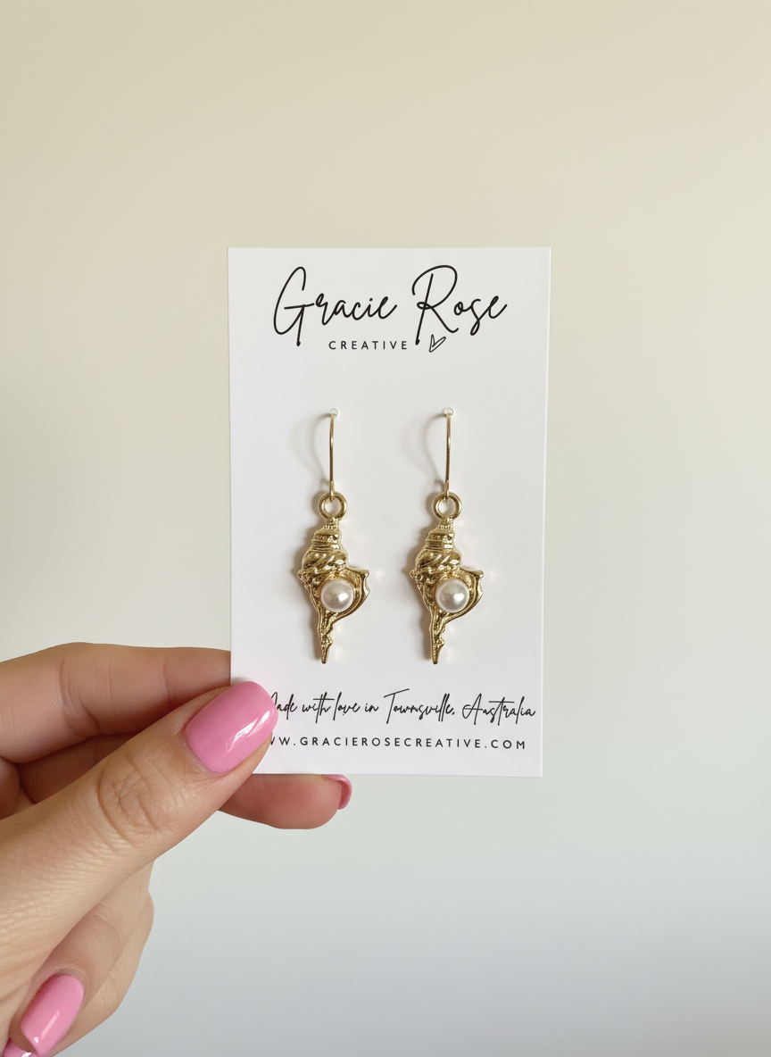 Golden Shell Pearl Drops
