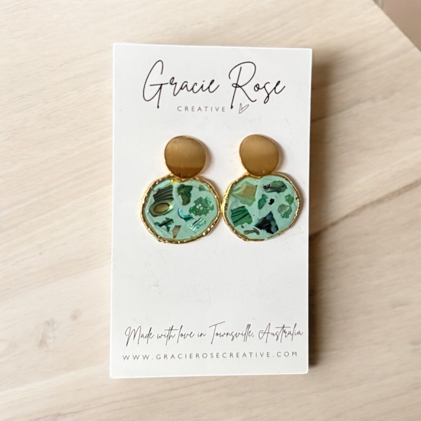 Sage Mosaic Mini Studs
