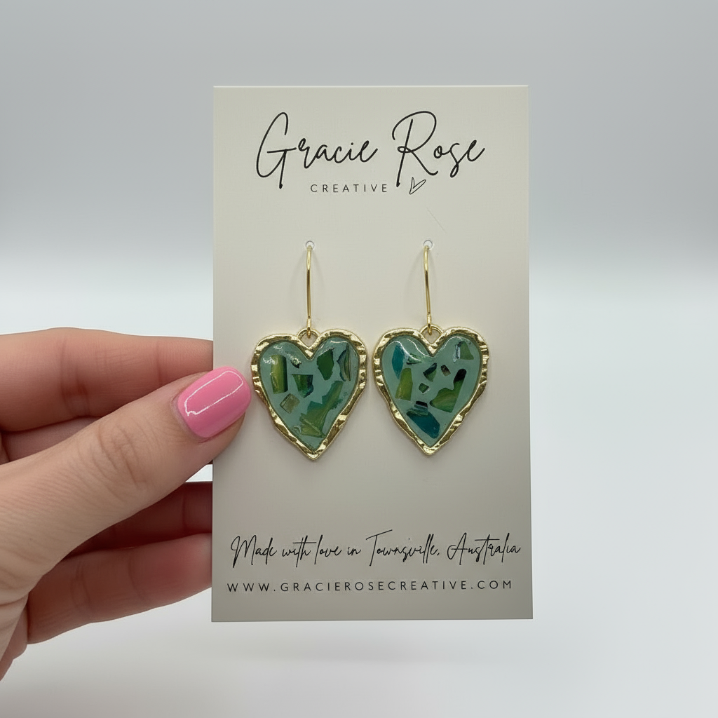 Sage Mosaic Mini Hearts