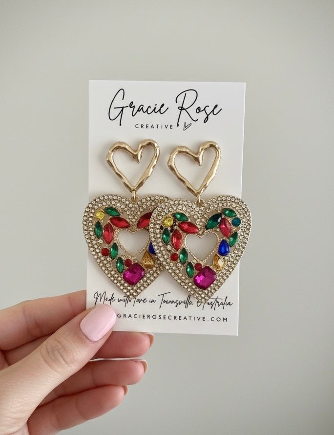 Jewel Heart Crystal Drops