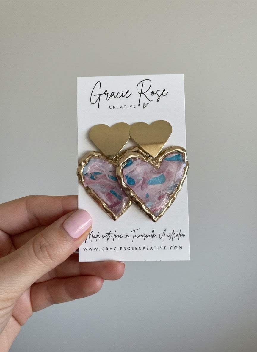 Blush Tide Heart Earrings