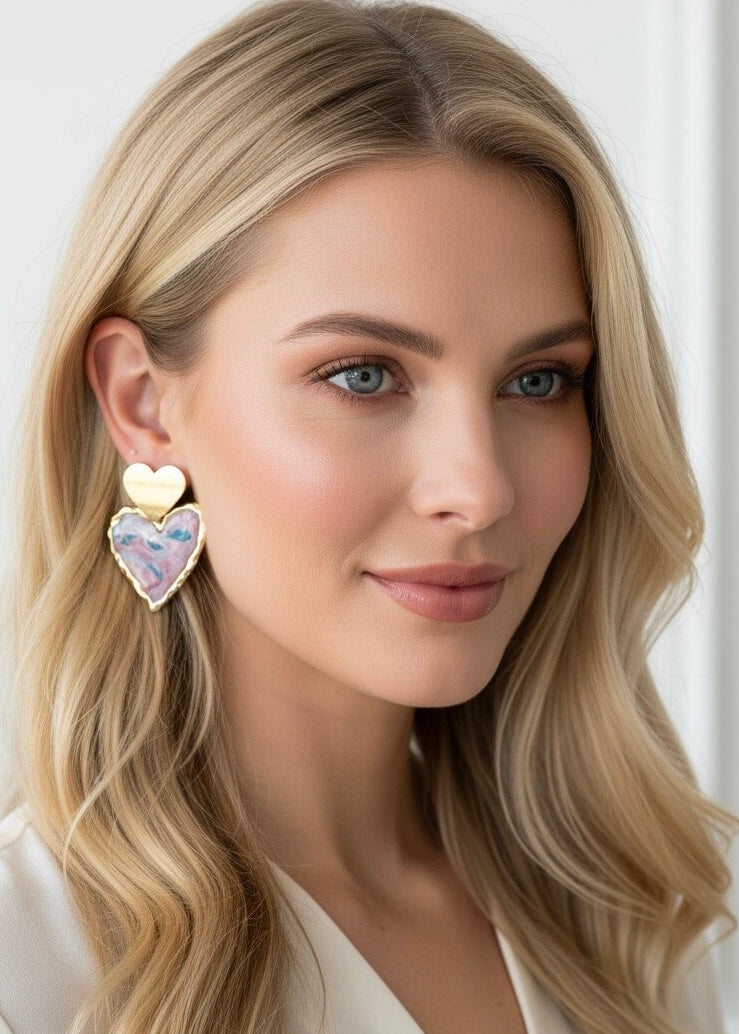 Blush Tide Heart Earrings