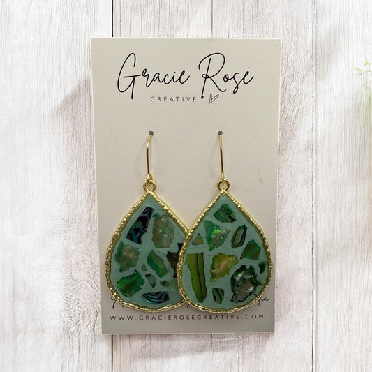 Sage Mosaic Teardrops