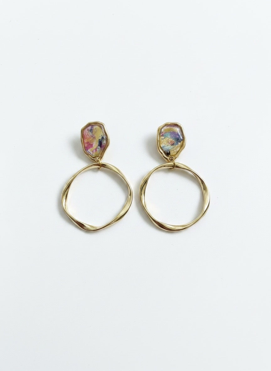Gilded Art Hoops