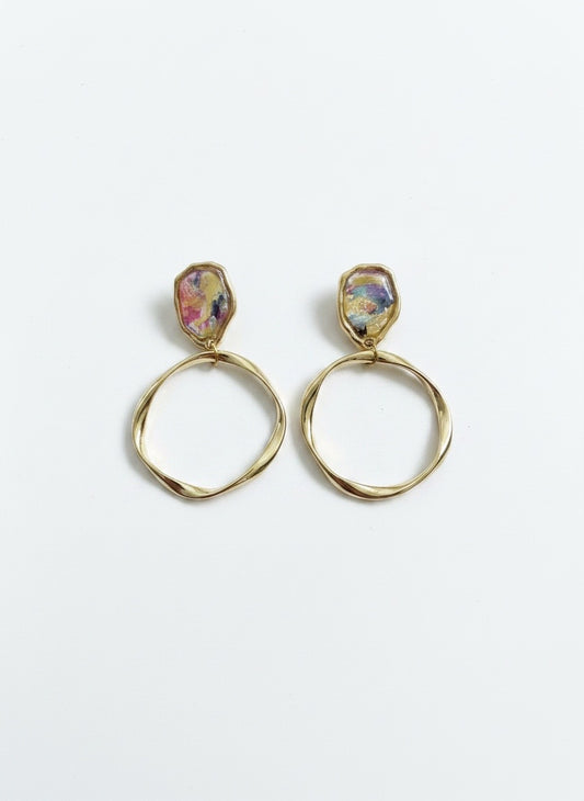 Gilded Art Hoops