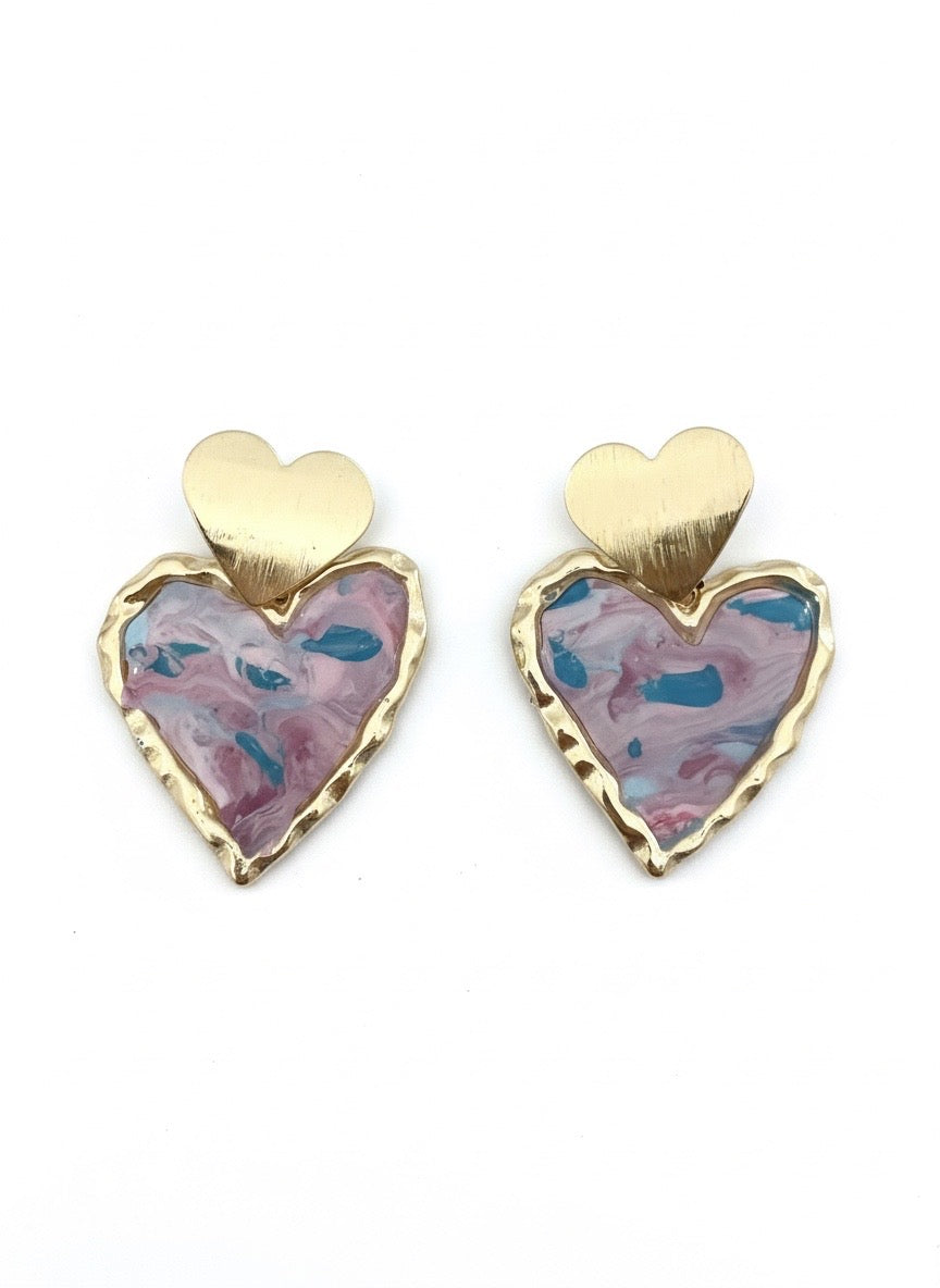 Blush Tide Heart Earrings