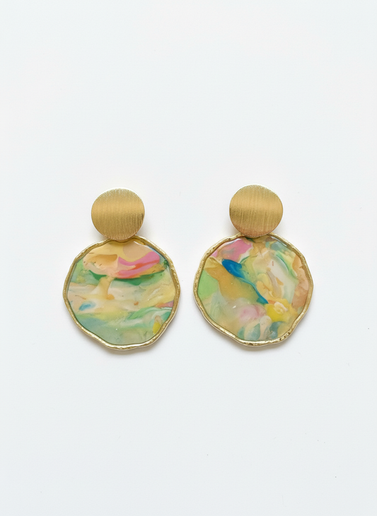 Whimsical Marble Stud Drops
