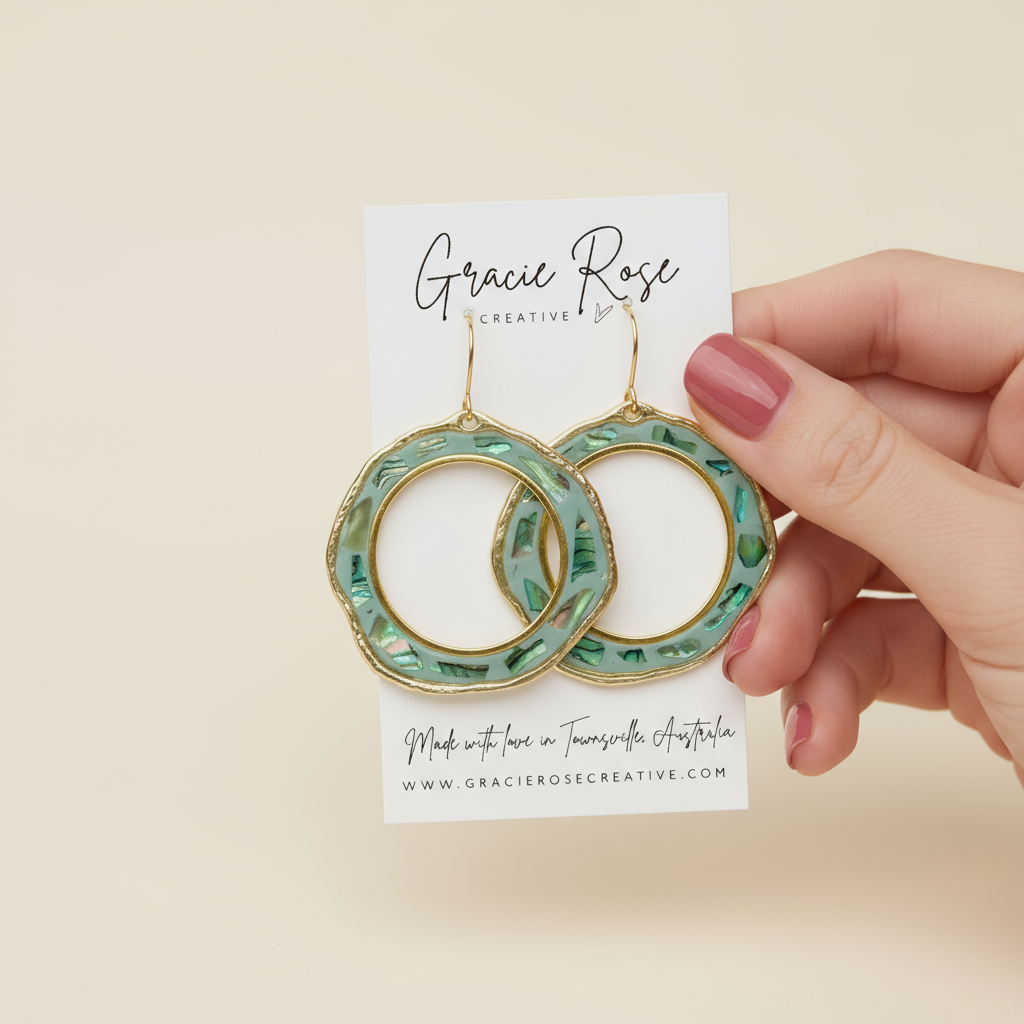 Sage Mosaic Hoops