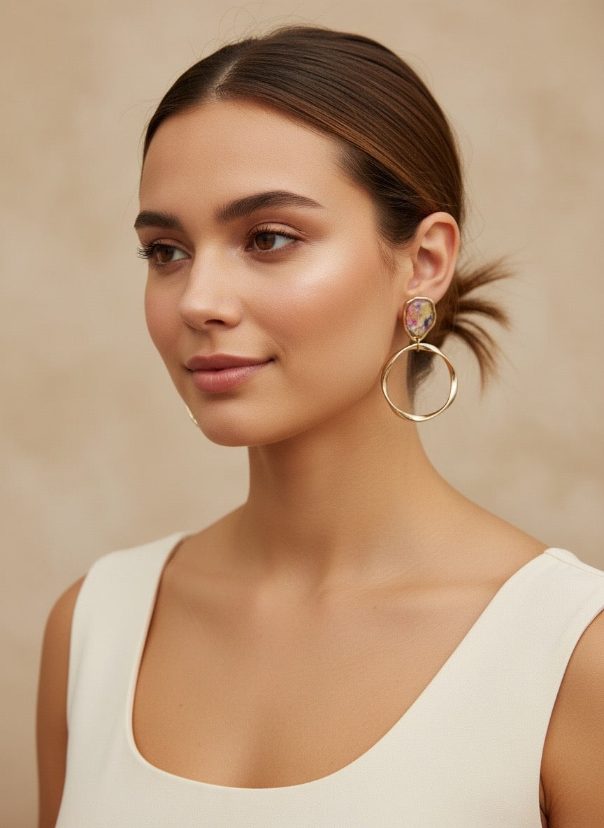 Gilded Art Hoops