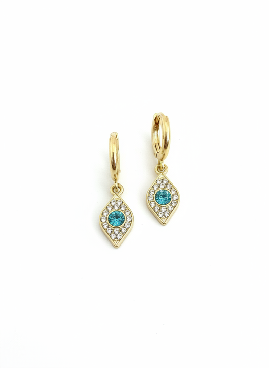Teal Crystal Drop Huggies