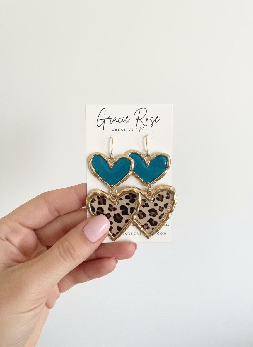 Cross Your Heart (turquoise leopard)
