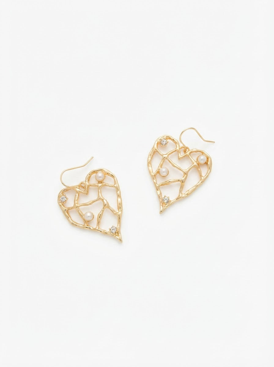 Gilded Pearl Heart Drops