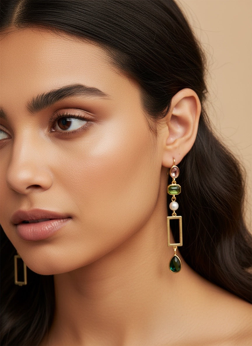 Emerald Blush Geometric Drops