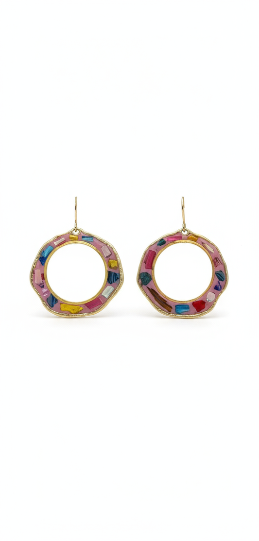 Pink Mosaic Hoops