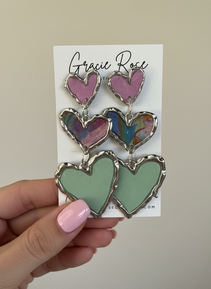 Sage Marbled Hearts