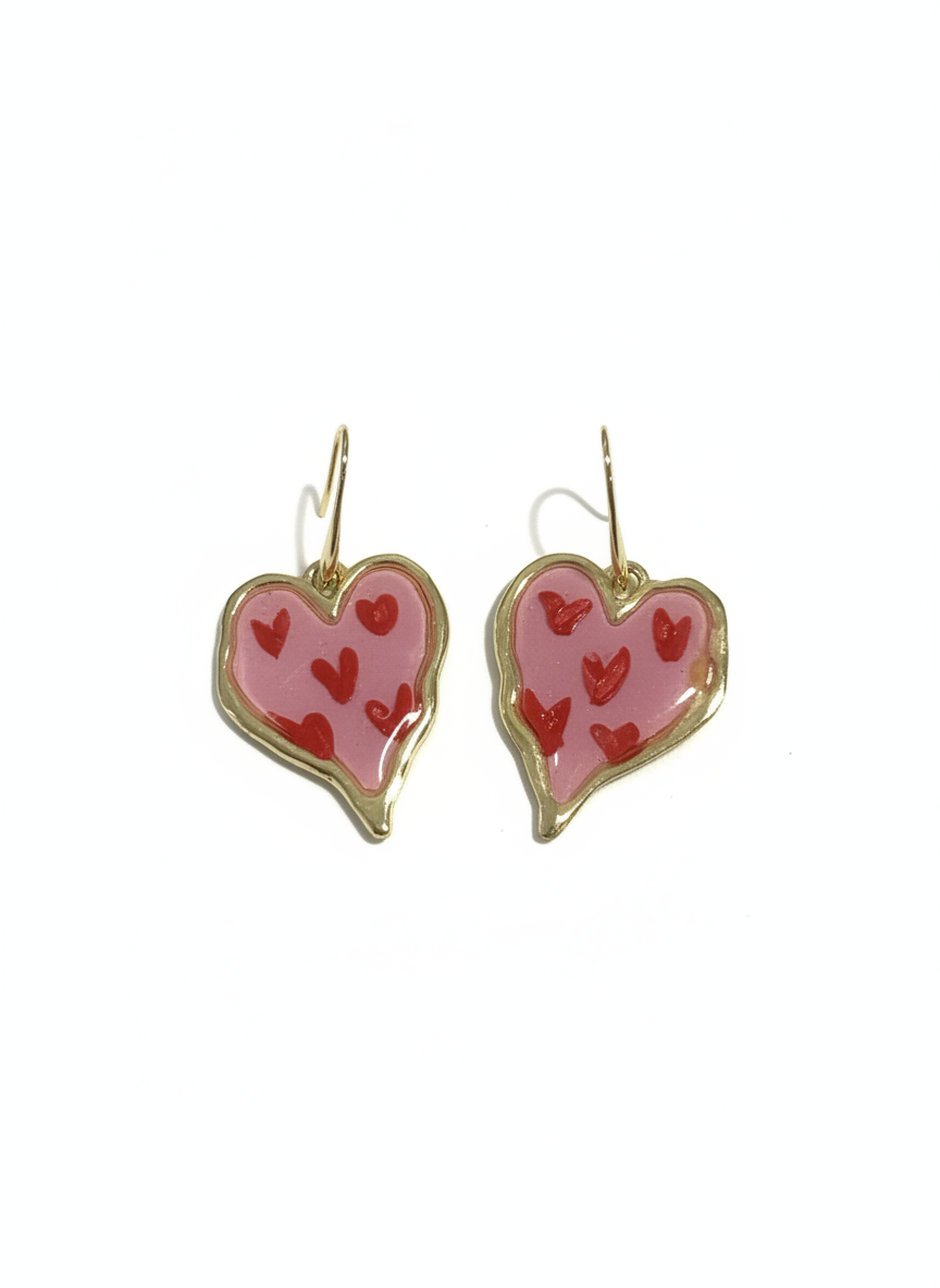 Big love handmade polymer clay earrings, lightweight and fun, perfect for Valentine's Day gifts.