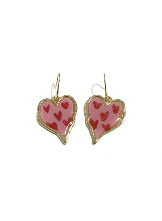 Big love handmade polymer clay earrings, lightweight and fun, perfect for Valentine's Day gifts.