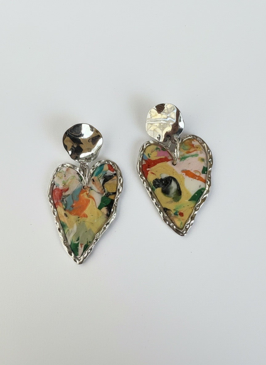 Marble Painted Heart Drops