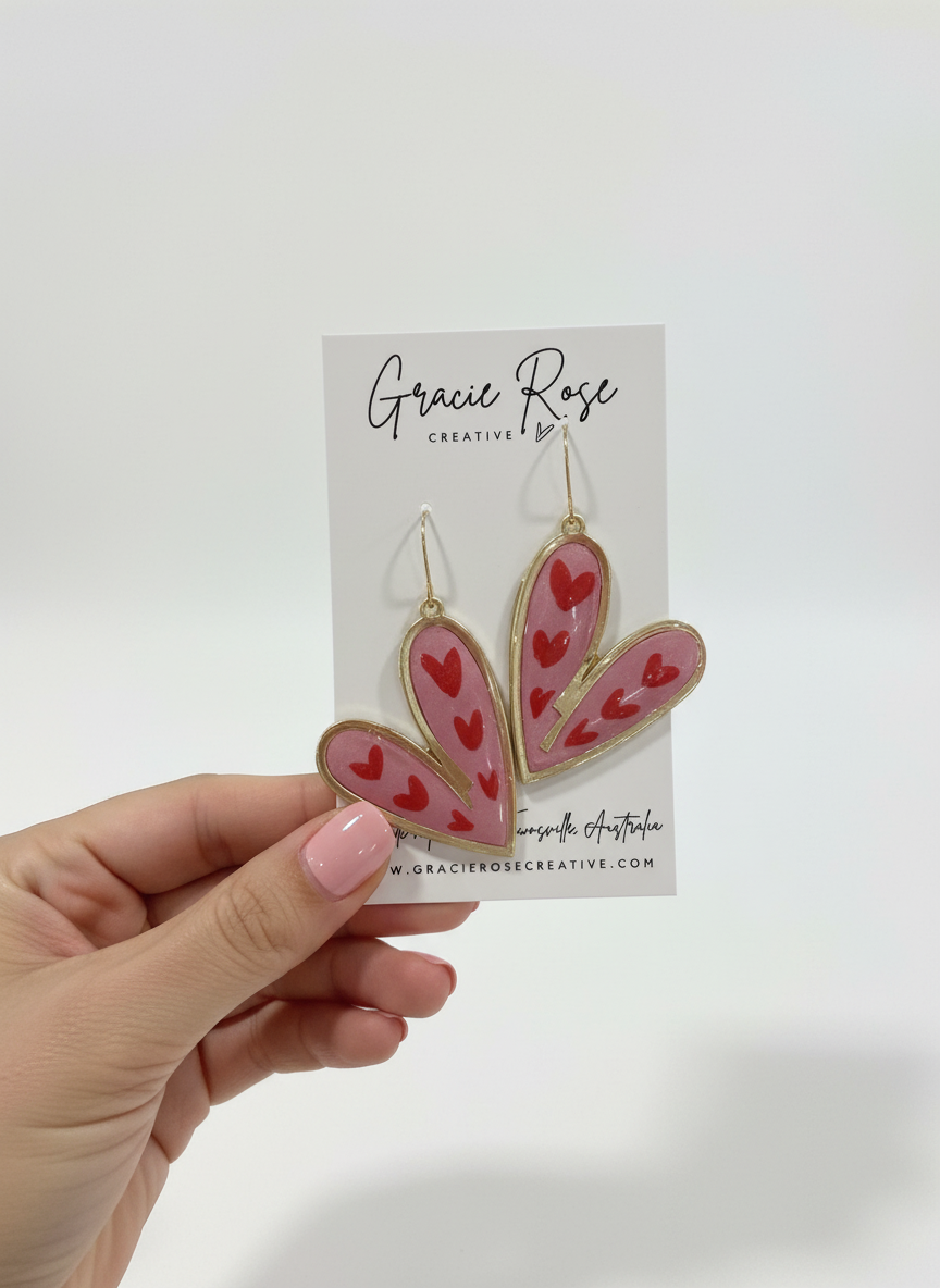 Model wearing True Love Drops earrings, highlighting their stylish design and vibrant colors for any romantic occasion.