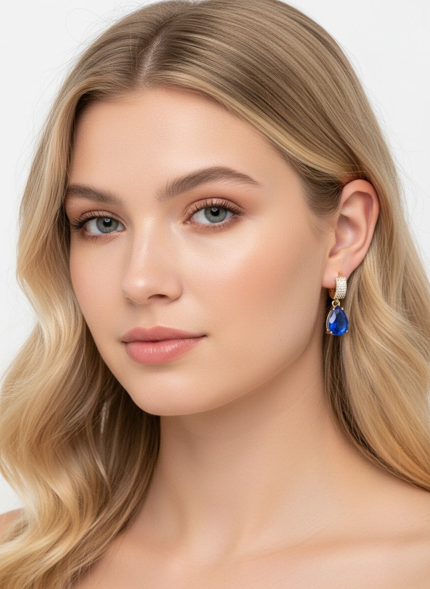 Sapphire Luxe Huggie Drops