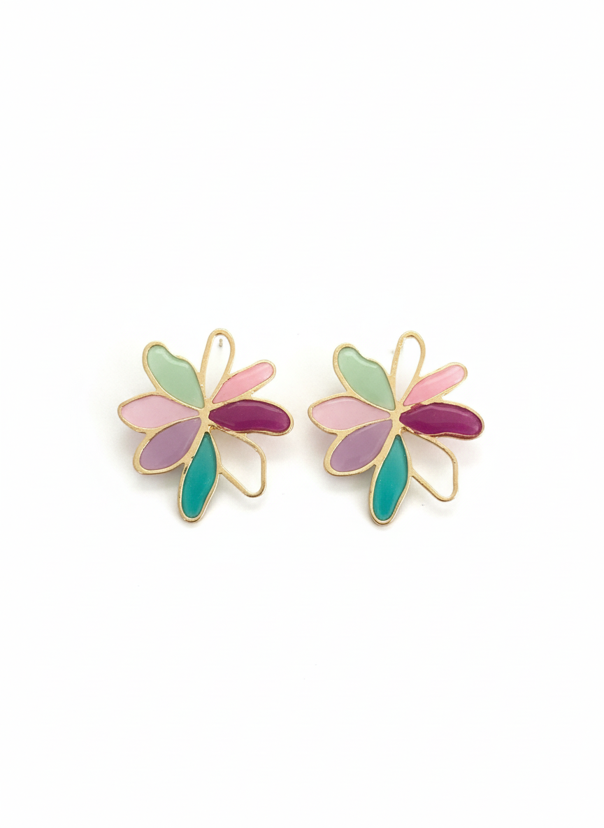 Fleur de Lune earrings displayed elegantly, emphasizing their modern and whimsical art-inspired design.