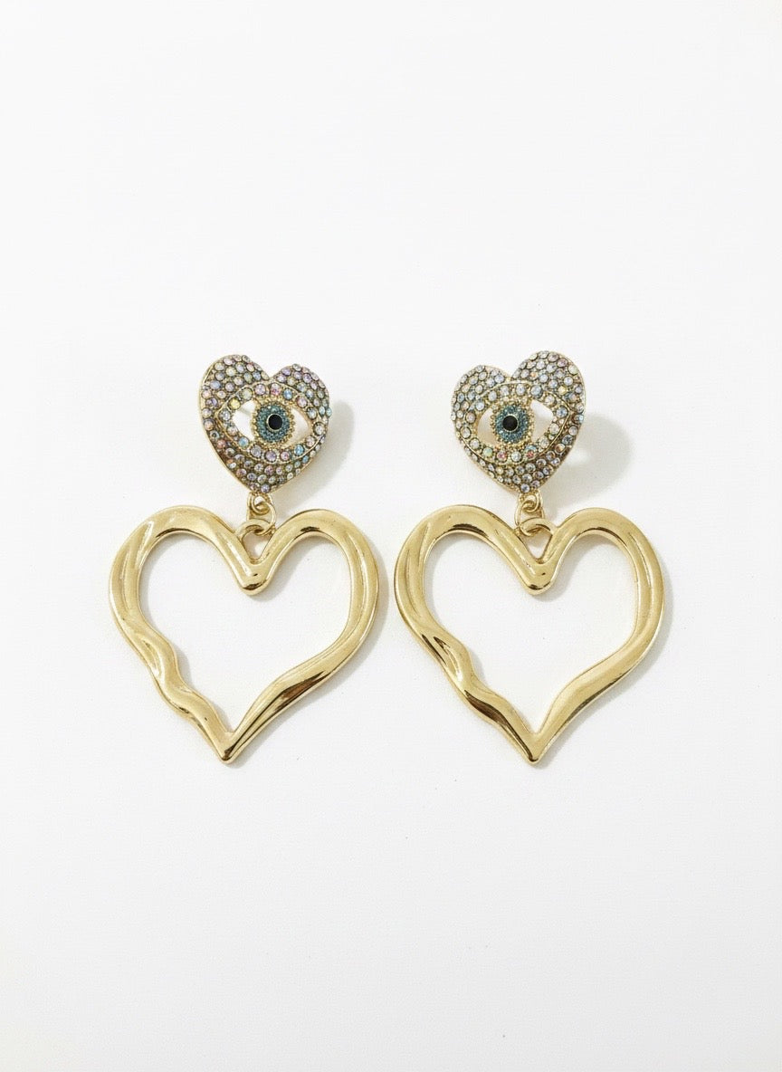 Golden Evil Eye Heart Drops