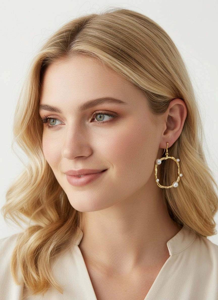 Gilded Pearl Halo Drops