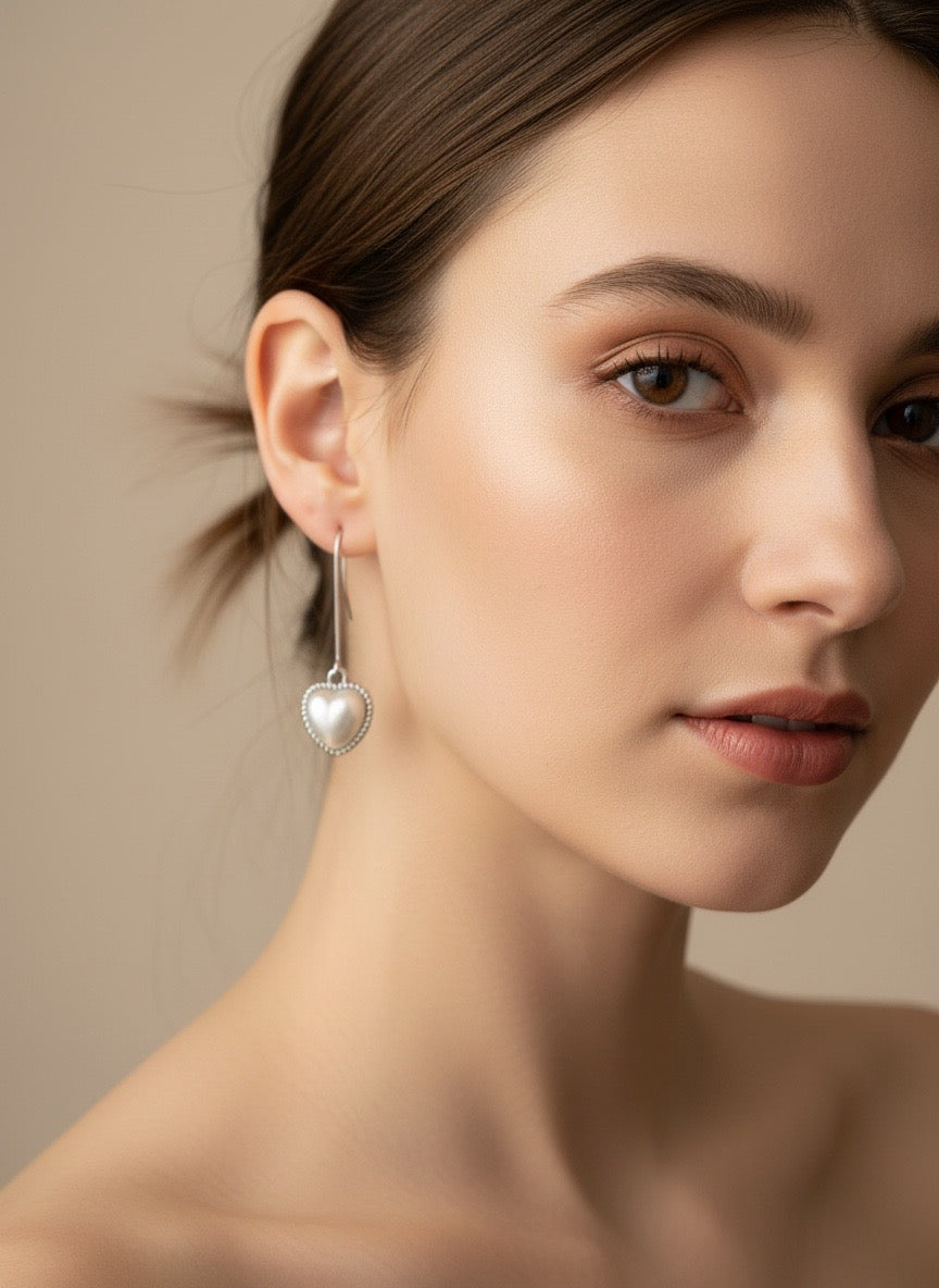 Silver Pearl Heart Drops