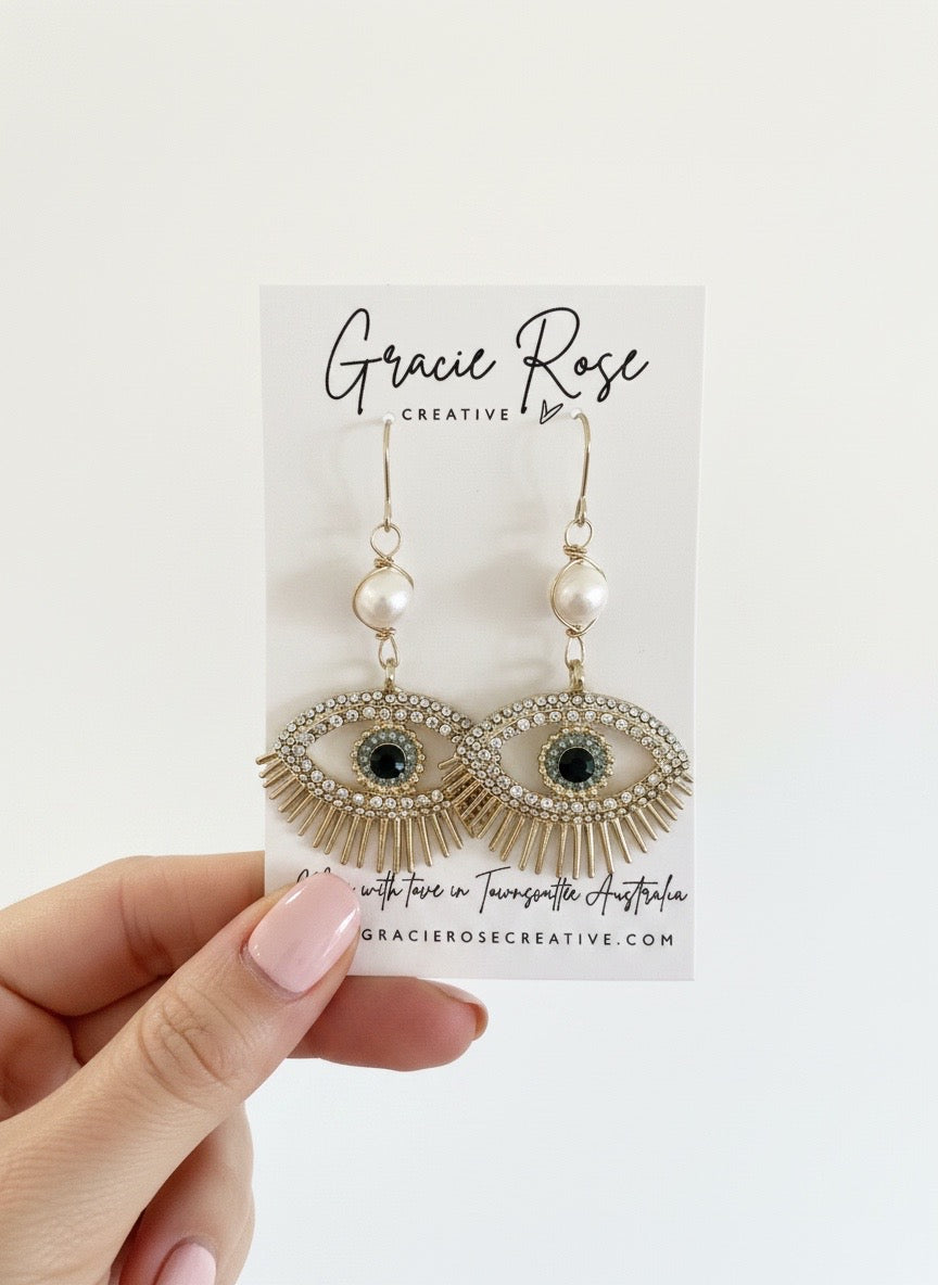 Pearl Evil Eye Statement Drops