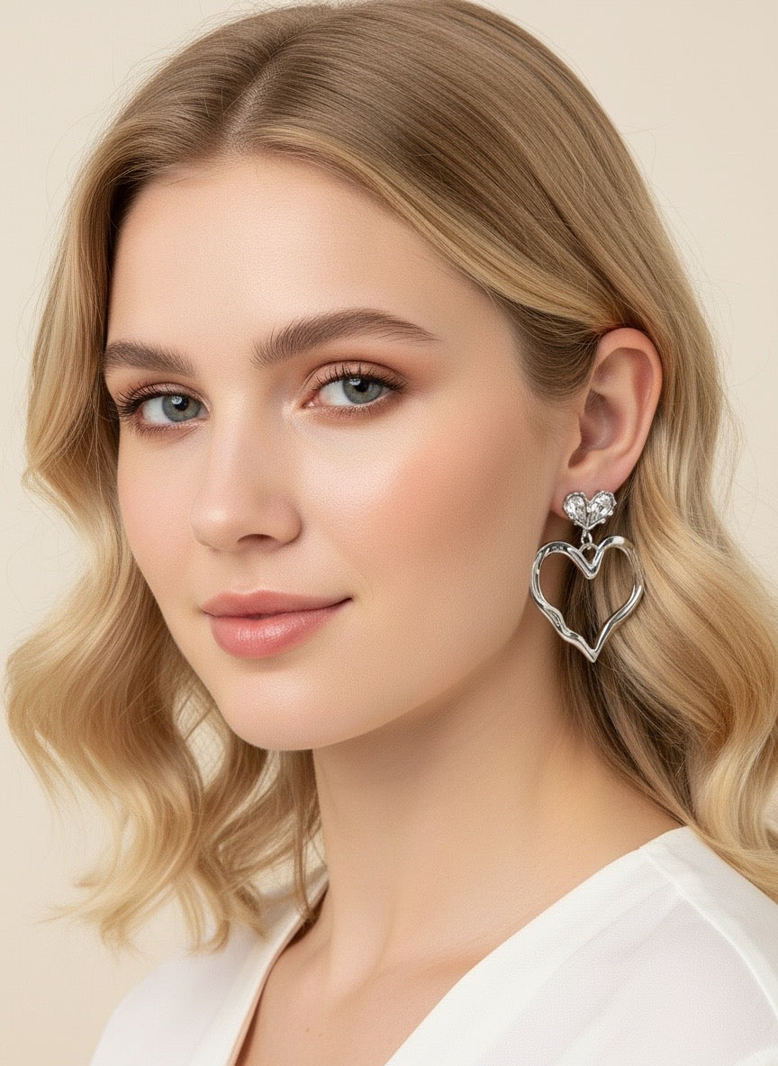 Juliet Silver Heart Drops