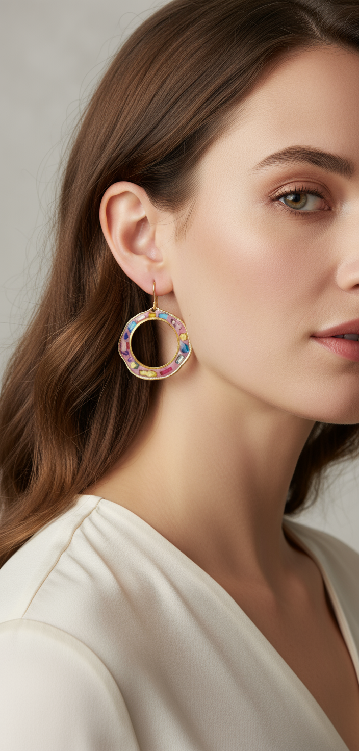 Pink Mosaic Hoops