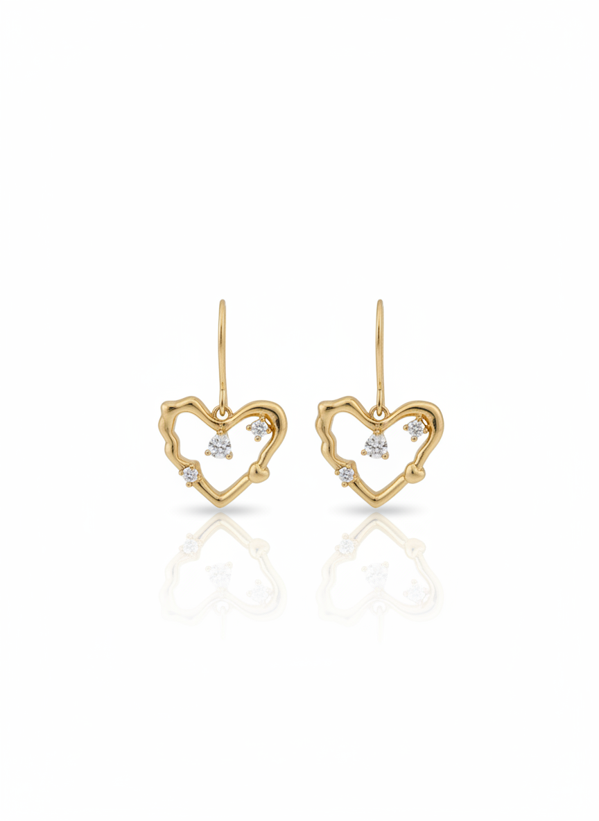 Close-up of Amour Sparkle Heart Drop Earrings' intricate crystal detailing and sophisticated hook style, ideal for gifts on special occasions.