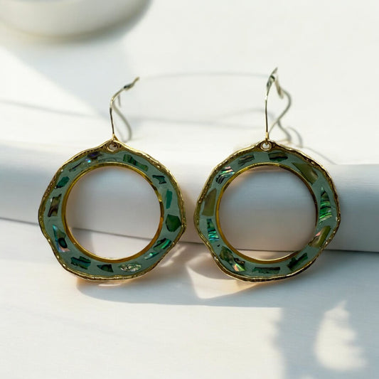 Sage Mosaic Hoops