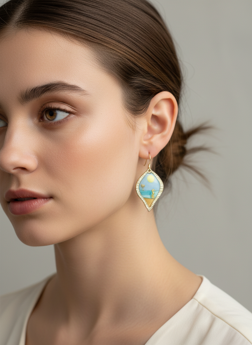 Beautiful handcrafted earrings from the Costal Daydream collection, made with polymer clay in serene beach-inspired colors.