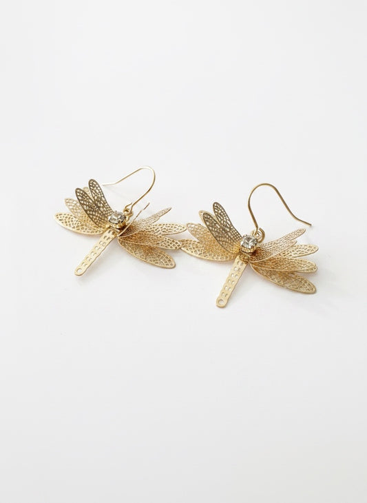 Gilded Dragonfly Crystal Drops