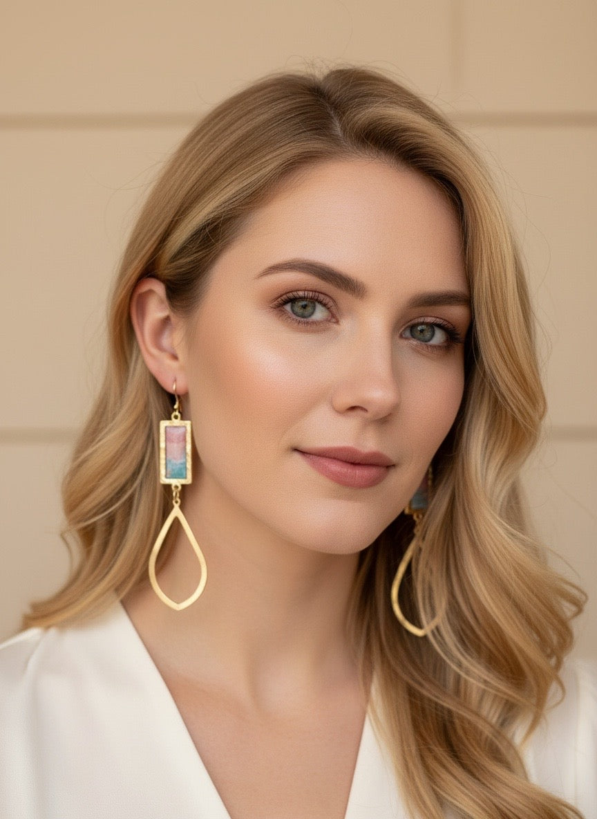 Floral Shimmer Teardrop Earrings