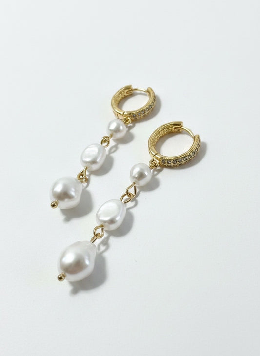 Mermaid Pearl Huggie Drops