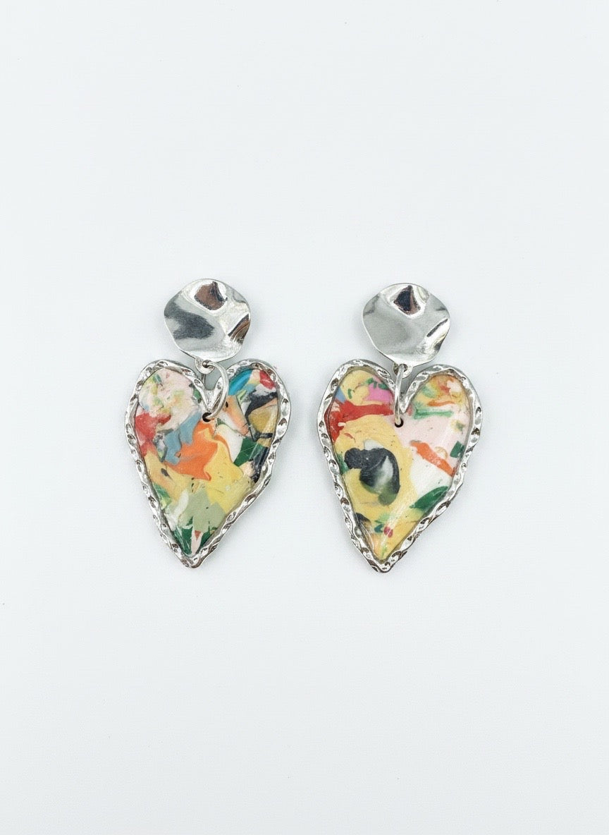 Marble Painted Heart Drops