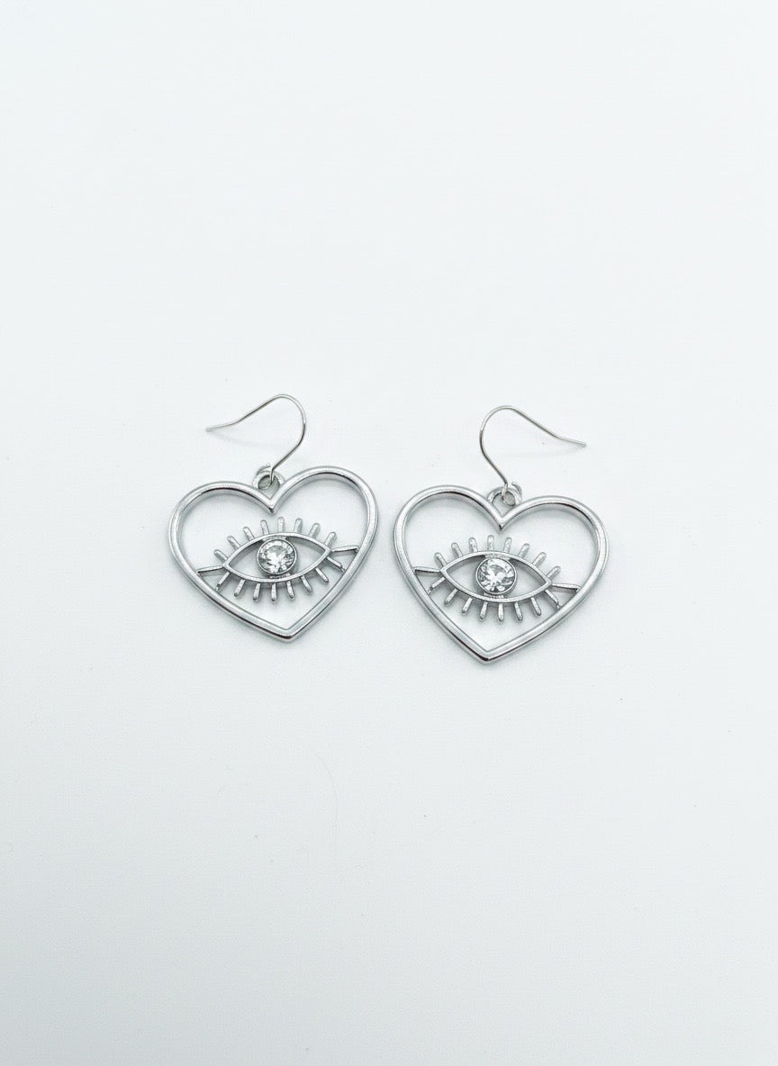 Silver Eye Heart Drops