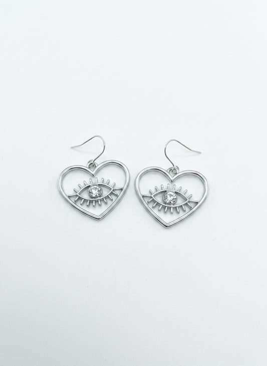 Silver Eye Heart Drops