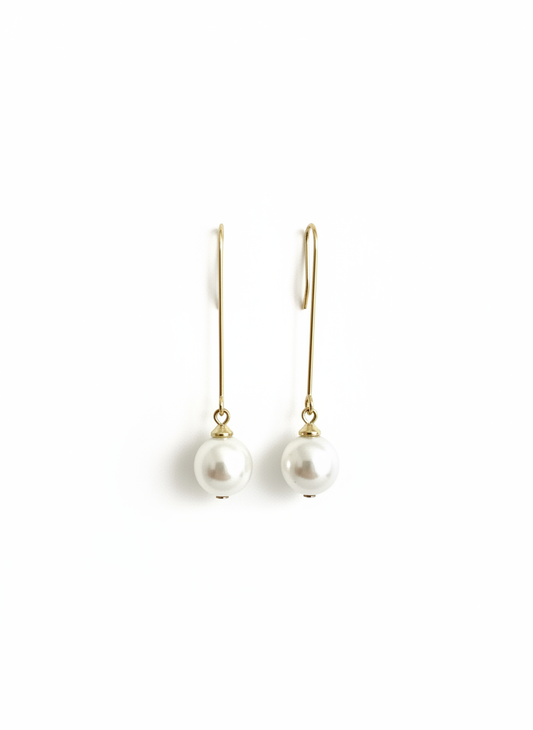 Timeless Pearl Drops earrings by Gracie Rose Creative featuring lustrous man-made pearls on gold-tone hooks, perfect for elegance in everyday wear or special occasions.