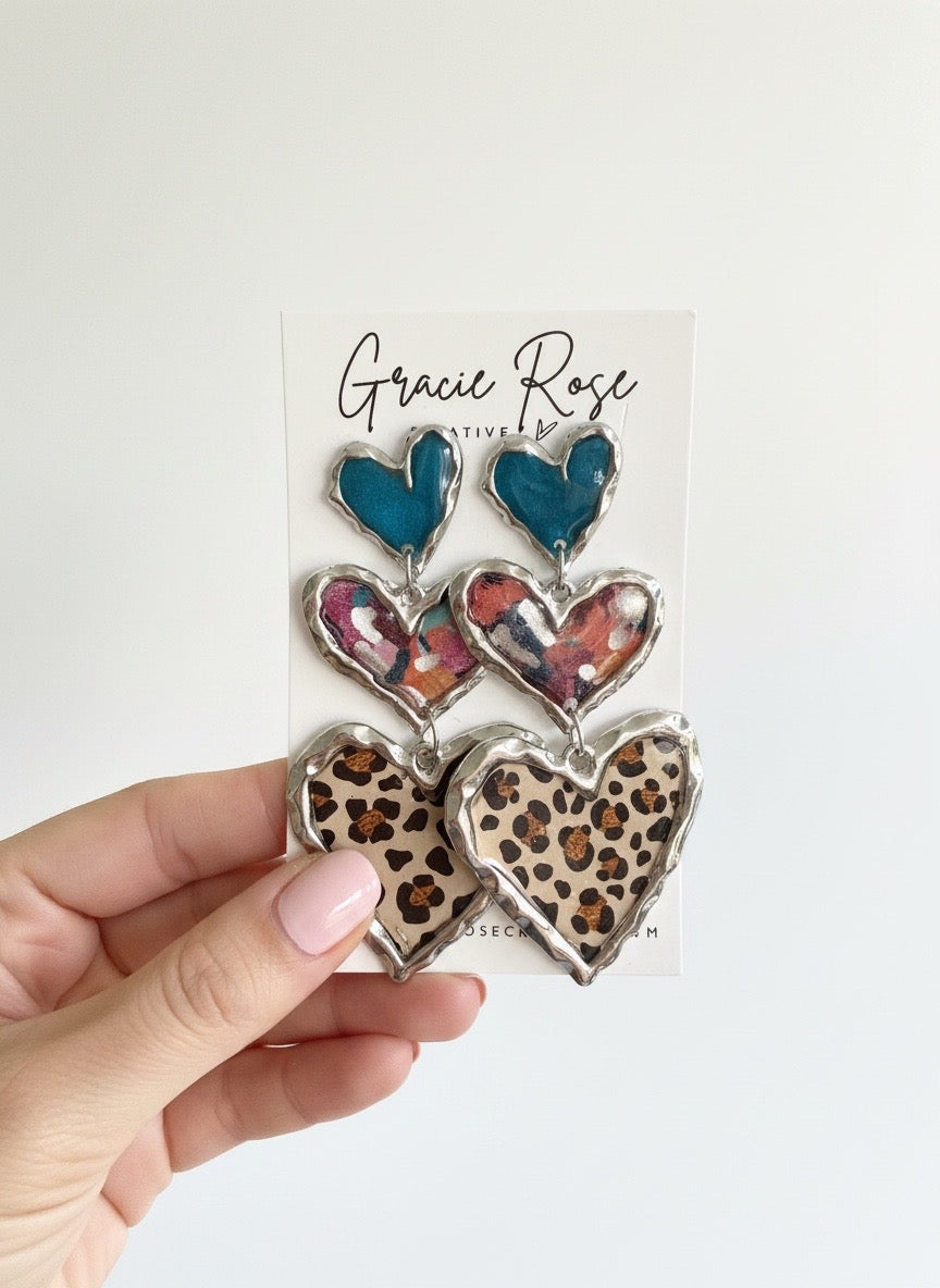 Cross Your Heart (silver deep turquoise)