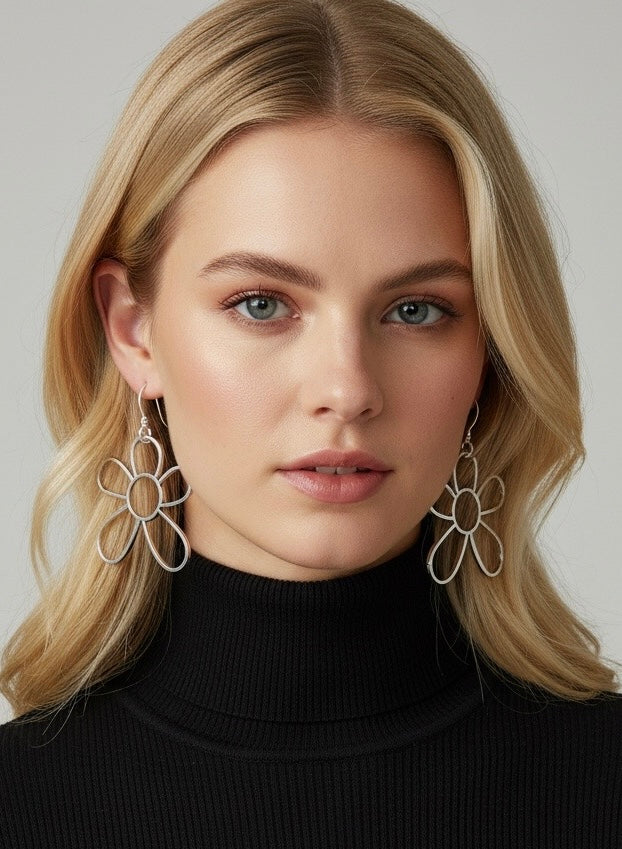 Silver Bloom Statement Earrings