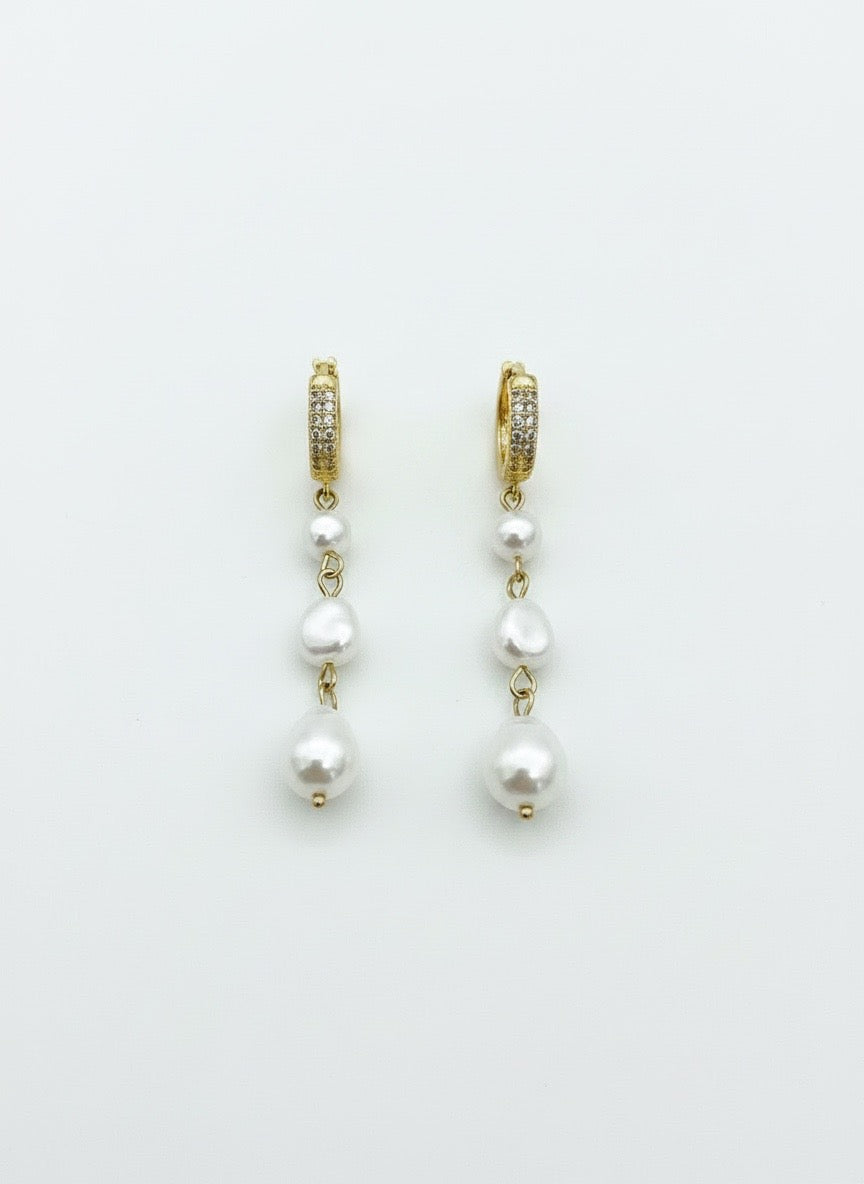 Mermaid Pearl Huggie Drops