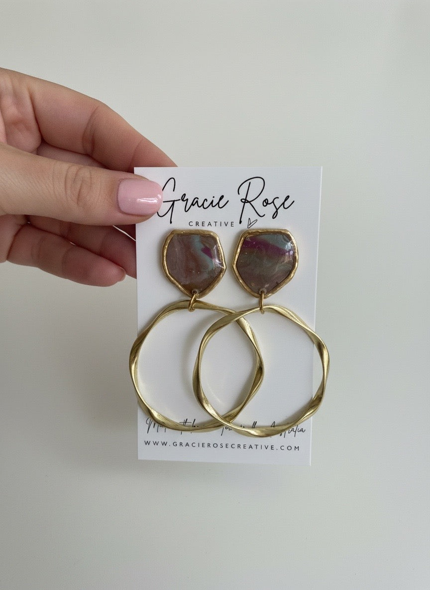 Moonlight Marble Hoop Drops
